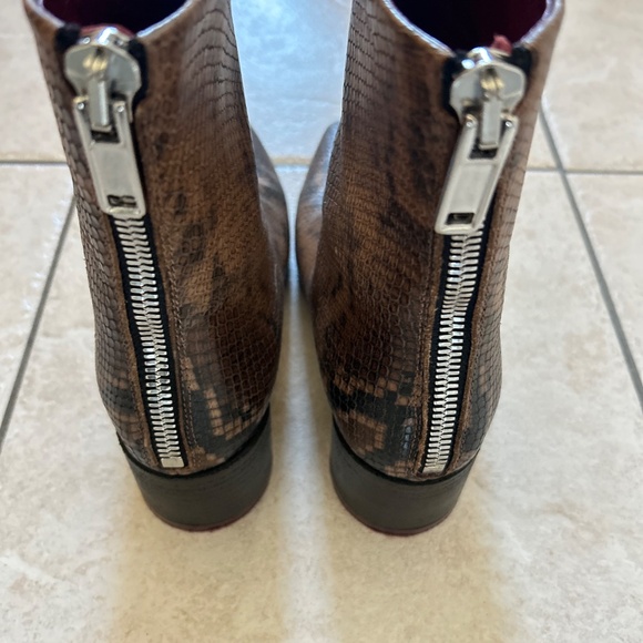 MM6 MAISON MARGIELA Brown Snake Leather Square Toe Zipper Heel Boots 7.5 7 6 6.5 - Picture 9 of 12